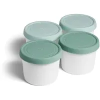 Unyqoos Eisbehälter-Set 4er – 4 x 400 ml luftdichte Aufbewahrungsdosen aus Kunststoff mit elastischem Silikondeckel, 8,4 x 10,5 cm