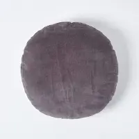 Unyqoos Rundes Samtkissen 40 cm, Baumwollsamt anthrazit, 100% Polyester-Füllung – , glänzende Optik als Sitz- und Dekokissen für Sofa & Boden