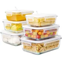 Unyqoos 6‑teiliges Borosilikatglas-Frischhaltedosen-Set, luftdichte Deckel mit Dampfventil – ofen-, mikrowellen-, gefrier- & spülmaschinenfest, BPA‑frei