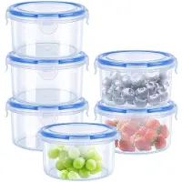 Unyqoos 6er-Set luftdichte runde Vorratsdosen 300 ml – transparentes, hitzebeständiges Kunststoff, auslaufsicher & stapelbar
