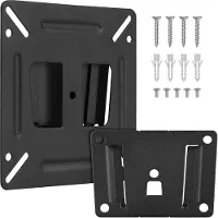 Unyqoos Universelle Wandhalterung für Fernseher & Monitore 14–32 Zoll – bis 15 kg, Eisen, flach (10 mm Wandabstand), für Holz/Beton, nur Innen