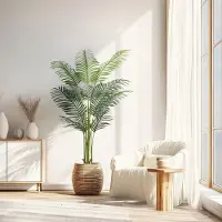 Unyqoos Künstliche Palme 160 cm – pflegeleicht, 12 detailgetreue Polyester-Blätter, formbare Metalldrähte, für Innen & Außen