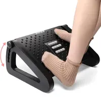 Unyqoos Ergonomische höhenverstellbare Fußstütze mit Massagefunktion – 6 Höhen, rutschfest, für Zuhause, Büro & Reisen
