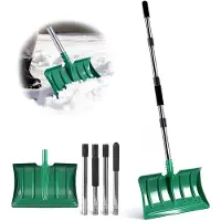 Unyqoos Ergonomische Schneeschaufel – robuste Metallkonstruktion, verstellbarer Stiel 97–163 cm, 41 cm Metallblatt, Schaumgummi-Anti-Rutschgriff