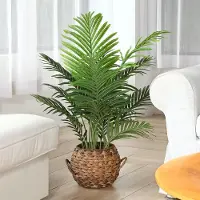 Unyqoos Künstliche Palme im Topf 90 cm, grün, 2 Stück – realistische tropische Deko, pflegeleicht
