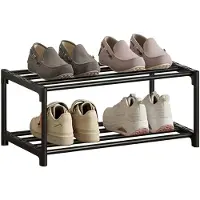 Unyqoos Schuhregal 2‑lagig, stapelbar – platzsparend & robust, rostbeständig mit dicken Metallrohren und Kunststoffverbindungen, ideal für kleine Räume