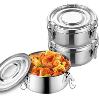 Unyqoos 3er-Set kompakte Lunchboxen aus Edelstahl (304) – 3 x 250 ml, rund, mit Silikondichtung, auslaufsicher