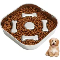 Unyqoos Edelstahl Slowfeeder Hundenapf (304) – Slow‑Feed & Snack‑Fach gegen Schlingen, kratzfest, spülmaschinengeeignet für Hunde & Katzen