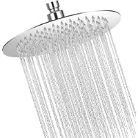 Unyqoos Regenduschkopf 20 cm – ultraflach 2 mm, 304 Edelstahl, Chrom, 360° schwenkbar, 90 Silikon-Antikalkdüsen, G1/2