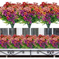 Unyqoos Kunstblumen-Set, 10 Blumenbündel – wetterfest & UV-beständig, 35 cm, je Bündel 7 Stiele/21 Blüten, hochwertiger Kunststoff, Lila/Weiß/Gelb/Orange/Pudrig