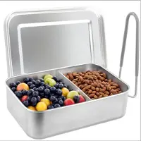 Unyqoos Edelstahl-Lunchbox 1400 ml (304) – 2 verstellbare Fächer, auslaufsichere Dichtung, BPA-frei, spülmaschinengeeignet für warme & kalte Speisen