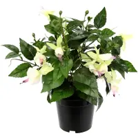 Unyqoos Künstliche Fuchsie – lebensechte Kunstblume im Topf, Fuchsia, pflegeleicht, ca. 30 cm, Deko für Wohnräume, Büro & Events