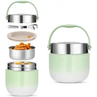 Unyqoos Thermo-Lunchbox 1200 ml – Edelstahl 304, hält 6–12 Std. warm/kalt, mit eingebautem Klapplöffel, abnehmbaren Trennwänden & 100% Silikondichtung