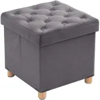 Unyqoos Sitzhocker mit Stauraum 40 L – 40×40×40 cm, klappbar, mit abnehmbarem Deckel, r Samtbezug, hochdichte Faserplatte & Holzbeine