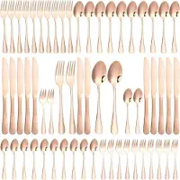 Unyqoos 60-teiliges goldfarbenes Besteckset für 12 Personen – Edelstahl, komplett (Gabeln, Salatgabeln, Esslöffel, Dessertlöffel, Tafelmesser), ergonomisch, spülmaschinenfest