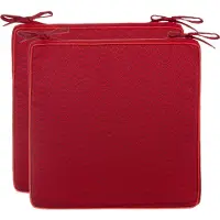 Unyqoos Set: 2 rote Sitzkissen 40 x 40 x 4 cm, wasserabweisend Polyester, Honigwaben-Optik, schmutzabweisender Lotuseffekt, mit Bindebändern – für drinnen & draußen