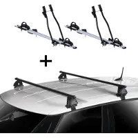 VDP 2x Fahrradträger SAGITTAR + Dachträger EVO Stahl kompatibel mit für Fiat Punto II 5 Türer 1999-2010