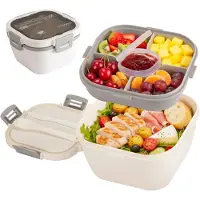 Unyqoos 1700 ml Lunchbox – auslaufsichere Bento-Box mit 3 Fächern & Soßendose, inkl. Besteck, 4 Verschlussclips & Silikondichtung, BPA‑frei, mikrowellen‑ & kühlschrankgeeignet, für Arbeit & Schule