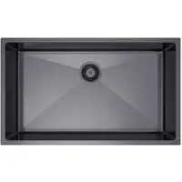 VBChome Küchenspüle 74×44 cm Edelstahl Graphit ohne Abtropffläche 1 Becken Spülbecken Einbauspüle Tiefe 21 cm Mindestunterschrank 80 cm Unterbauspüle