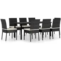 vidaXL 9-tlg. Garten-Essgruppe Poly Rattan Schwarz