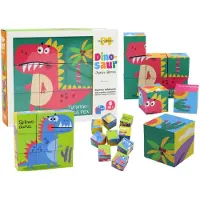 Leantoys Lernpuzzle 6in1 Blöcke Puzzlewürfel 6 Bilder Dinosaurier 9 El.