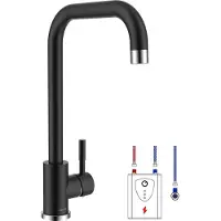 OEM Schwarze Küchenarmatur Edelstahl, 360° Drehmischer, 3 Schläuche, für Boiler
