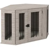 PawHut Hundekäfig Eckige Hundehütte Hundebox mit Kissen, Hundehaus mit Türriegel