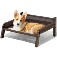 OEM Hundebett für große Hunde, braun, mit Armlehnen, 15 cm erhöht, 87x63x28 cm