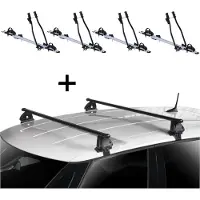 VDP 4x Fahrradträger SAGITTAR + Dachträger EVO Stahl kompatibel mit für Ford Escort 4 Türer 1990-1999