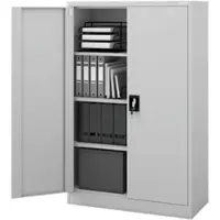 Jan Nowak Aktenschrank abschließbar KEVIN 4 Ebenen, Flügeltüren | Metallschrank Werkstatt Büroschrank aus Stahl Werkzeugschrank, 140x90x40cm Grau