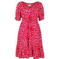 Apricot Druckkleid "Sarasa-Minikleid" mit Blumenmuster und Bardot-Ausschnitt