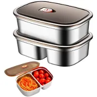 Unyqoos Edelstahl-Lunchbox-Set (2‑teilig) – auslaufsichere Brotdosen aus 316 Edelstahl mit PP-Deckel & Silikondichtung, 1,7 L (1 Fach) + 1,2 L (2 Fächer), spülmaschinenfest