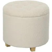 STILVORA Aufbewahrungs-Fußhocker Polyester Cremeweiß Ø45 x 41 cm mit Stauraum
