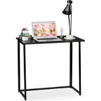 Relaxdays Schreibtisch klappbar, platzsparender Bürotisch zum Klappen, Home Office, Jugendzimmer, 74,5x80x45cm, schwarz