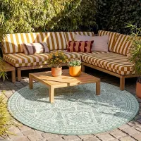 FRAAI In- & Outdoor Teppich Rund - Summer Oriental Grün Ø 120 cm