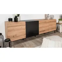 GuenstigEinrichten Lowboard Sideboard Nola | Artisan Oak / schwarz