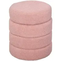 STILVORA Runder Fußhocker Polyester Pink Ø40x45 cm, Teddyfleece, belastbar bis 120 kg