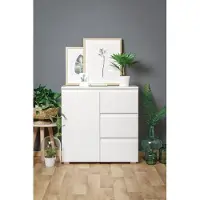 Intertrade Kommode Blanc 2 weißer Schrank 1-türig mit Schubkästen 80x80 cm