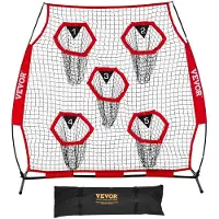 Vevor Fußballtrainer Wurfnetz Übungsnetz (208 x 91 x 189 cm) mit 5 Zieltaschen & tragbarer Aufbewahrungstasche & Gurten & knotenlosem Netz