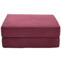 STILVORA Fußschemel Cord weinrot 109x95x43 cm, ausklappbar zum Einzelsofabett