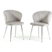 Idea New Garden Srl 2er-Set Innenstühle aus Samt mit Metallbeinen – elegant, bequem und modern im Design mit umhüllender Rückenlehne, ideal für Küche, Esszimmer, Schlafzimmer oder Restaurants – CLARISSA – Hellgrau