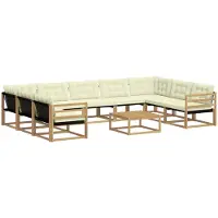 vidaXL Outdoor-Sofagarnitur mit Kissen 10 pcs Weiß und Creme
