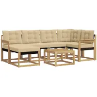 vidaXL Outdoor-Sofagarnitur 7 stk. Weiß und Beige