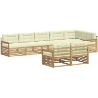 vidaXL Outdoor-Sofagarnitur 8 stk. Weiß und Creme Polyester