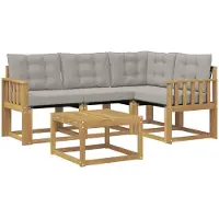 vidaXL Outdoor-Sofagarnitur 5 stk. Weiß und Hellgrau