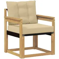 vidaXL Outdoor-Sofa Massives Akazienholz und Textilene Weiß