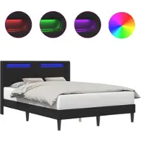 Syfax Bettrahmen mit LED-Lichtleisten Schwarz 120 x 200 cm Kunstleder