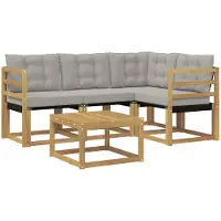 vidaXL Outdoor-Sofagarnitur 5 stk. Weiß und Hellgrau
