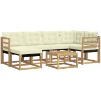 vidaXL Outdoor-Sofagarnitur 7 stk. Weiß und Creme