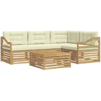 vidaXL Outdoor-Sofagarnitur 5 Stk. Weiß und Creme Polyester